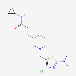 molecular formula C17H27ClN4OS B6035189 3-(1-{[4-chloro-2-(dimethylamino)-1,3-thiazol-5-yl]methyl}-3-piperidinyl)-N-cyclopropylpropanamide 