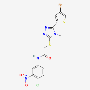 molecular formula C15H11BrClN5O3S2 B6035207 2-{[5-(4-bromo-2-thienyl)-4-methyl-4H-1,2,4-triazol-3-yl]thio}-N-(4-chloro-3-nitrophenyl)acetamide 