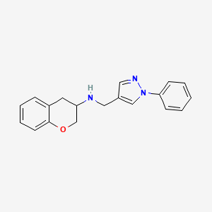 molecular formula C19H19N3O B6035236 3,4-dihydro-2H-chromen-3-yl[(1-phenyl-1H-pyrazol-4-yl)methyl]amine 