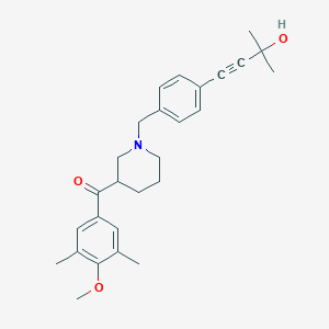 molecular formula C27H33NO3 B6035244 {1-[4-(3-hydroxy-3-methyl-1-butyn-1-yl)benzyl]-3-piperidinyl}(4-methoxy-3,5-dimethylphenyl)methanone 