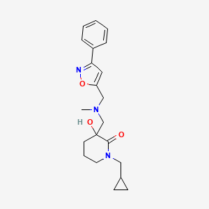 molecular formula C21H27N3O3 B6035249 1-(cyclopropylmethyl)-3-hydroxy-3-({methyl[(3-phenyl-5-isoxazolyl)methyl]amino}methyl)-2-piperidinone 