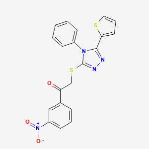 molecular formula C20H14N4O3S2 B6035251 1-(3-nitrophenyl)-2-{[4-phenyl-5-(2-thienyl)-4H-1,2,4-triazol-3-yl]thio}ethanone 