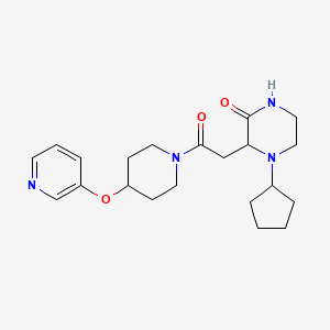 molecular formula C21H30N4O3 B6035252 4-cyclopentyl-3-{2-oxo-2-[4-(3-pyridinyloxy)-1-piperidinyl]ethyl}-2-piperazinone 