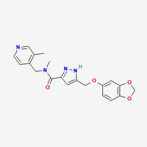 molecular formula C20H20N4O4 B6035269 5-[(1,3-benzodioxol-5-yloxy)methyl]-N-methyl-N-[(3-methyl-4-pyridinyl)methyl]-1H-pyrazole-3-carboxamide 