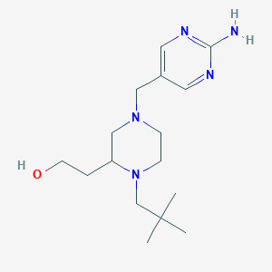 molecular formula C16H29N5O B6035279 2-[4-[(2-amino-5-pyrimidinyl)methyl]-1-(2,2-dimethylpropyl)-2-piperazinyl]ethanol 