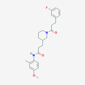 3-{1-[3-(3-fluorophenyl)propanoyl]-3-piperidinyl}-N-(4-methoxy-2-methylphenyl)propanamide