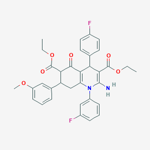 3,6-DIETHYL 2-AMINO-1-(3-FLUOROPHENYL)-4-(4-FLUOROPHENYL)-7-(3-METHOXYPHENYL)-5-OXO-1,4,5,6,7,8-HEXAHYDROQUINOLINE-3,6-DICARBOXYLATE