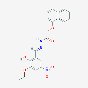 N-[(E)-(3-ethoxy-2-hydroxy-5-nitrophenyl)methylideneamino]-2-naphthalen-1-yloxyacetamide