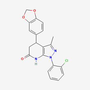 B603536 4-(1,3-benzodioxol-5-yl)-1-(2-chlorophenyl)-3-methyl-1,4,5,7-tetrahydro-6H-pyrazolo[3,4-b]pyridin-6-one CAS No. 929868-63-3