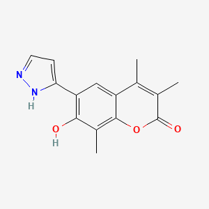 7-hydroxy-3,4,8-trimethyl-6-(1H-pyrazol-3-yl)-2H-chromen-2-one