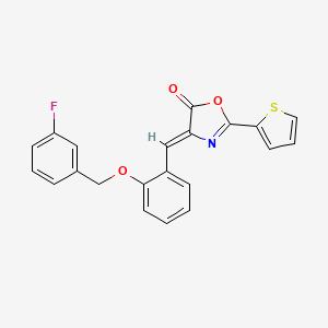 (4Z)-4-[[2-[(3-fluorophenyl)methoxy]phenyl]methylidene]-2-thiophen-2-yl-1,3-oxazol-5-one