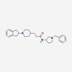 molecular formula C28H37N3O B6035677 N-(1-benzyl-3-pyrrolidinyl)-3-[1-(2,3-dihydro-1H-inden-2-yl)-4-piperidinyl]propanamide 