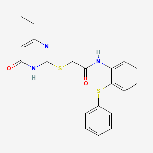 molecular formula C20H19N3O2S2 B6035777 2-[(4-ethyl-6-oxo-1H-pyrimidin-2-yl)sulfanyl]-N-(2-phenylsulfanylphenyl)acetamide 