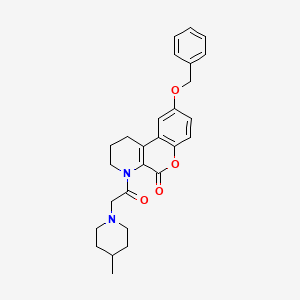 9-(BENZYLOXY)-4-[2-(4-METHYLPIPERIDINO)ACETYL]-1,2,3,4-TETRAHYDRO-5H-CHROMENO[3,4-B]PYRIDIN-5-ONE