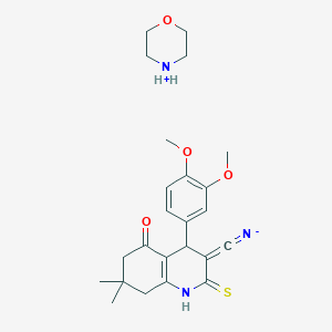 molecular formula C24H31N3O4S B6035792 [4-(3,4-dimethoxyphenyl)-7,7-dimethyl-5-oxo-2-sulfanylidene-1,4,6,8-tetrahydroquinolin-3-ylidene]methylideneazanide;morpholin-4-ium 