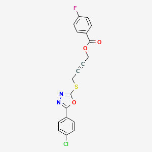 molecular formula C19H12ClFN2O3S B603580 4-{[5-(4-Chlorophenyl)-1,3,4-oxadiazol-2-yl]sulfanyl}but-2-yn-1-yl 4-fluorobenzoate CAS No. 902831-91-8