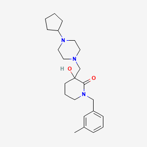 molecular formula C23H35N3O2 B6035811 3-[(4-cyclopentyl-1-piperazinyl)methyl]-3-hydroxy-1-(3-methylbenzyl)-2-piperidinone 