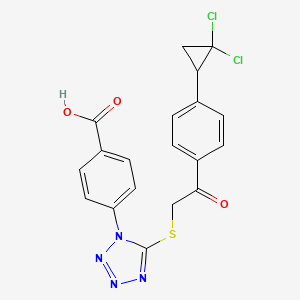 molecular formula C19H14Cl2N4O3S B603584 4-[5-({2-[4-(2,2-dichlorocyclopropyl)phenyl]-2-oxoethyl}sulfanyl)-1H-tetraazol-1-yl]benzoic acid CAS No. 1091757-97-9