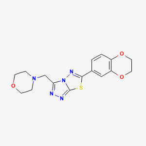 molecular formula C16H17N5O3S B603587 6-(2,3-Dihydro-1,4-benzodioxin-6-yl)-3-(4-morpholinylmethyl)[1,2,4]triazolo[3,4-b][1,3,4]thiadiazole CAS No. 1190289-26-9