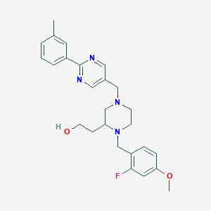 molecular formula C26H31FN4O2 B6035894 2-[1-[(2-Fluoro-4-methoxyphenyl)methyl]-4-[[2-(3-methylphenyl)pyrimidin-5-yl]methyl]piperazin-2-yl]ethanol 