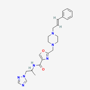 molecular formula C23H29N7O2 B6035947 N-[1-methyl-2-(1H-1,2,4-triazol-1-yl)ethyl]-2-({4-[(2E)-3-phenyl-2-propen-1-yl]-1-piperazinyl}methyl)-1,3-oxazole-4-carboxamide 