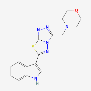 molecular formula C16H16N6OS B603595 3-[3-(4-morpholinylmethyl)[1,2,4]triazolo[3,4-b][1,3,4]thiadiazol-6-yl]-1H-indole CAS No. 1207605-96-6