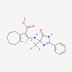 methyl 2-[[5-oxo-2-phenyl-4-(trifluoromethyl)-1H-imidazol-4-yl]amino]-5,6,7,8-tetrahydro-4H-cyclohepta[b]thiophene-3-carboxylate