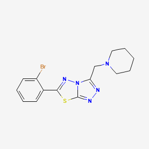 molecular formula C15H16BrN5S B603596 6-(2-Bromophenyl)-3-(1-piperidinylmethyl)[1,2,4]triazolo[3,4-b][1,3,4]thiadiazole CAS No. 1219557-92-2
