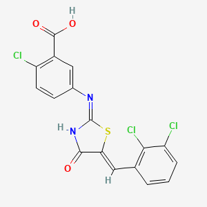 2-chloro-5-[[(5Z)-5-[(2,3-dichlorophenyl)methylidene]-4-oxo-1,3-thiazolidin-2-ylidene]amino]benzoic acid