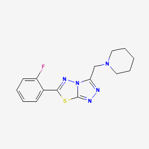 molecular formula C15H16FN5S B603599 6-(2-Fluorophenyl)-3-(1-piperidinylmethyl)[1,2,4]triazolo[3,4-b][1,3,4]thiadiazole CAS No. 1207604-59-8