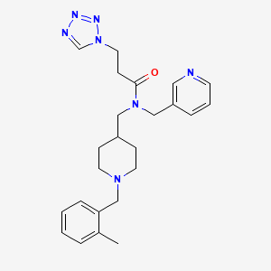 molecular formula C24H31N7O B6036000 N-{[1-(2-methylbenzyl)-4-piperidinyl]methyl}-N-(3-pyridinylmethyl)-3-(1H-tetrazol-1-yl)propanamide 