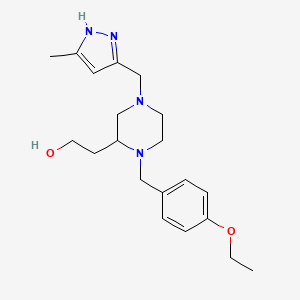 2-[1-[(4-ethoxyphenyl)methyl]-4-[(5-methyl-1H-pyrazol-3-yl)methyl]piperazin-2-yl]ethanol