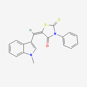 molecular formula C19H14N2OS2 B6036086 (5E)-5-[(1-methylindol-3-yl)methylidene]-3-phenyl-2-sulfanylidene-1,3-thiazolidin-4-one 