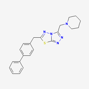 molecular formula C22H23N5S B603610 6-(Biphenyl-4-ylmethyl)-3-(piperidin-1-ylmethyl)[1,2,4]triazolo[3,4-b][1,3,4]thiadiazole CAS No. 1219559-74-6