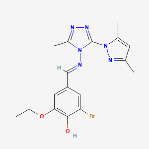 2-bromo-4-({[3-(3,5-dimethyl-1H-pyrazol-1-yl)-5-methyl-4H-1,2,4-triazol-4-yl]imino}methyl)-6-ethoxyphenol