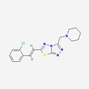 molecular formula C17H18ClN5S B603616 6-[(E)-2-(2-chlorophenyl)ethenyl]-3-(piperidin-1-ylmethyl)[1,2,4]triazolo[3,4-b][1,3,4]thiadiazole CAS No. 1207607-24-6