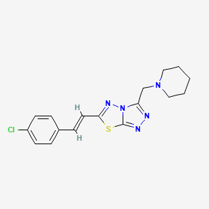 molecular formula C17H18ClN5S B603617 6-[2-(4-Chlorophenyl)vinyl]-3-(1-piperidinylmethyl)[1,2,4]triazolo[3,4-b][1,3,4]thiadiazole CAS No. 1207607-00-8