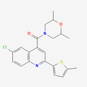 molecular formula C21H21ClN2O2S B6036192 [6-CHLORO-2-(5-METHYL-2-THIENYL)-4-QUINOLYL](2,6-DIMETHYLMORPHOLINO)METHANONE 