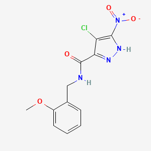 molecular formula C12H11ClN4O4 B6036199 4-chloro-N-(2-methoxybenzyl)-3-nitro-1H-pyrazole-5-carboxamide 