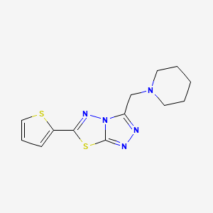 molecular formula C13H15N5S2 B603622 3-(1-Piperidinylmethyl)-6-(2-thienyl)[1,2,4]triazolo[3,4-b][1,3,4]thiadiazole CAS No. 1207604-67-8