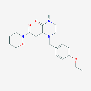 molecular formula C19H27N3O4 B6036239 4-(4-ethoxybenzyl)-3-[2-(1,2-oxazinan-2-yl)-2-oxoethyl]-2-piperazinone 