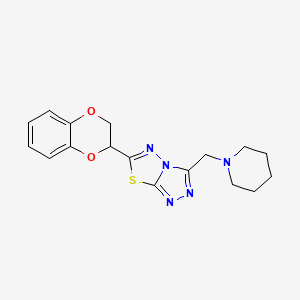 molecular formula C17H19N5O2S B603625 6-(2,3-Dihydro-1,4-benzodioxin-2-yl)-3-(1-piperidinylmethyl)[1,2,4]triazolo[3,4-b][1,3,4]thiadiazole CAS No. 1207606-61-8