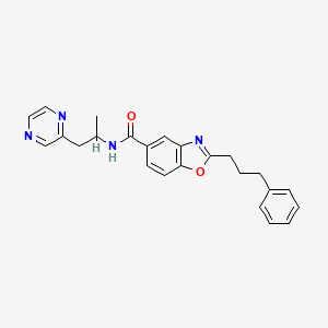 molecular formula C24H24N4O2 B6036258 N-[1-methyl-2-(2-pyrazinyl)ethyl]-2-(3-phenylpropyl)-1,3-benzoxazole-5-carboxamide 