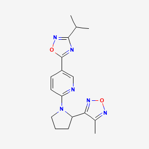 molecular formula C17H20N6O2 B6036277 5-(3-isopropyl-1,2,4-oxadiazol-5-yl)-2-[2-(4-methyl-1,2,5-oxadiazol-3-yl)-1-pyrrolidinyl]pyridine 