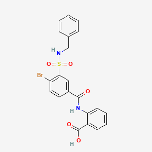 molecular formula C21H17BrN2O5S B6036295 2-({3-[(benzylamino)sulfonyl]-4-bromobenzoyl}amino)benzoic acid 