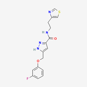 5-[(3-fluorophenoxy)methyl]-N-[2-(1,3-thiazol-4-yl)ethyl]-1H-pyrazole-3-carboxamide