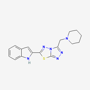 molecular formula C17H18N6S B603632 2-[3-(1-piperidinylmethyl)[1,2,4]triazolo[3,4-b][1,3,4]thiadiazol-6-yl]-1H-indole CAS No. 1207605-10-4