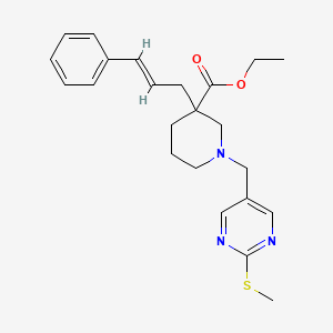 molecular formula C23H29N3O2S B6036341 ethyl 1-{[2-(methylthio)-5-pyrimidinyl]methyl}-3-[(2E)-3-phenyl-2-propen-1-yl]-3-piperidinecarboxylate 