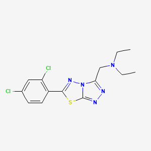 molecular formula C14H15Cl2N5S B603641 N-{[6-(2,4-dichlorophenyl)[1,2,4]triazolo[3,4-b][1,3,4]thiadiazol-3-yl]methyl}-N-ethylethanamine CAS No. 1282126-77-5
