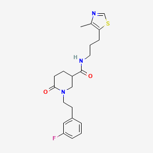 molecular formula C21H26FN3O2S B6036411 1-[2-(3-fluorophenyl)ethyl]-N-[3-(4-methyl-1,3-thiazol-5-yl)propyl]-6-oxo-3-piperidinecarboxamide 